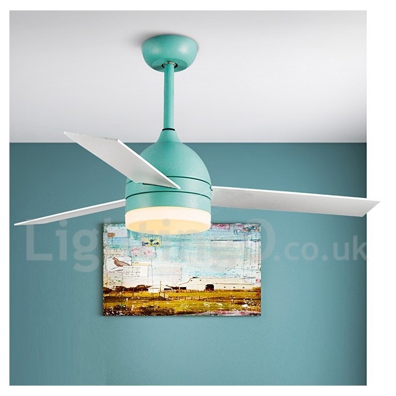 Ventilatore da soffitto LED con telecomando, stile nordico vintage moderno, 42" 48"