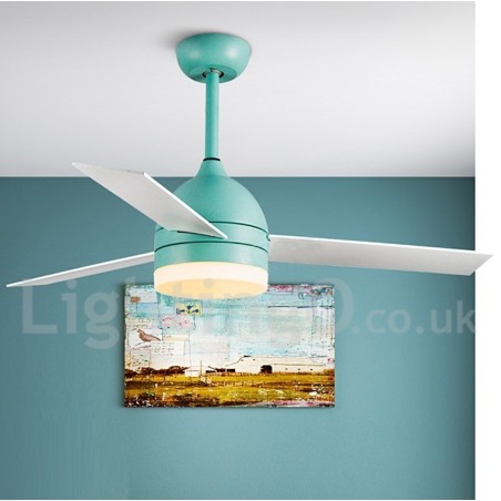Ventilatore da soffitto LED con telecomando, stile nordico vintage moderno, 42" 48"