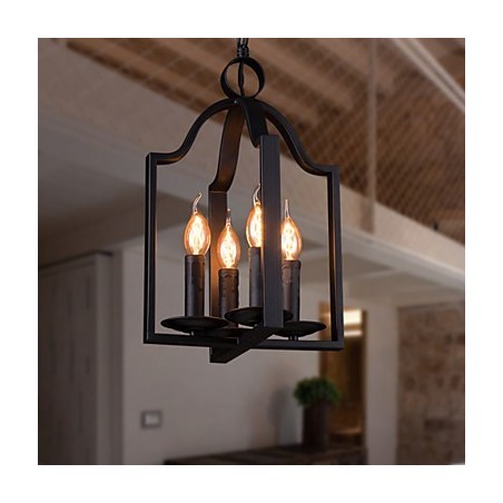 Lampadario a sospensione vintage minimalista in ferro dipinto a 4 luci