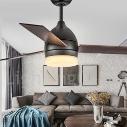 Ventilatore da soffitto LED con telecomando, stile nordico vintage moderno, 42" 48"