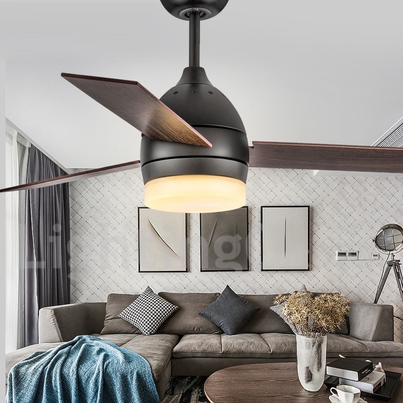 Ventilatore da soffitto LED con telecomando, stile nordico vintage moderno, 42" 48"
