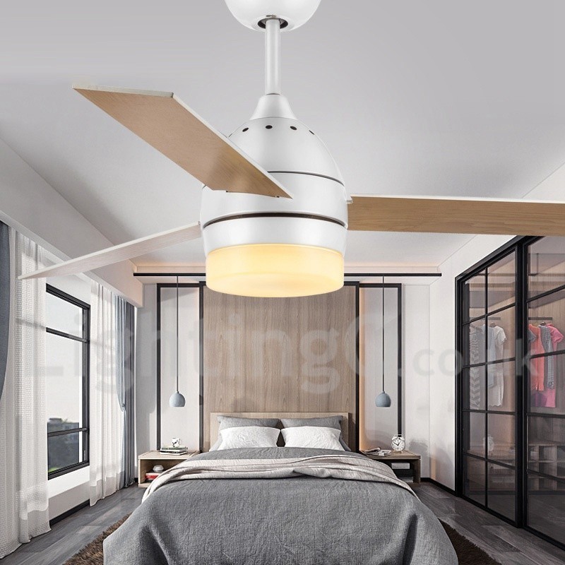 Ventilatore da soffitto LED con telecomando, stile nordico vintage moderno, 42" 48"