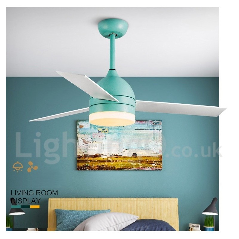 Ventilatore da soffitto LED con telecomando, stile nordico vintage moderno, 42" 48"