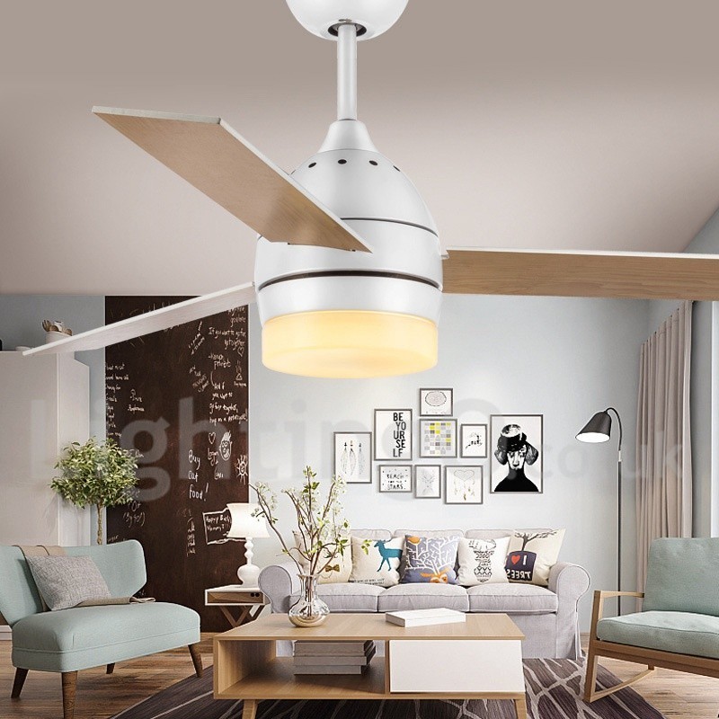 Ventilatore da soffitto LED con telecomando, stile nordico vintage moderno, 42" 48"