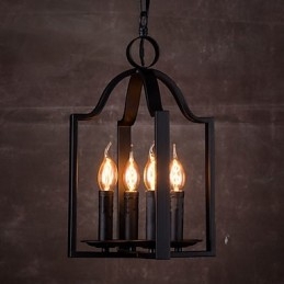 Lampadario a sospensione vintage minimalista in ferro dipinto a 4 luci