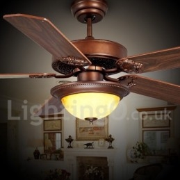 Ventilatore da soffitto rustico retrò country 48" 52" con LED e telecomando