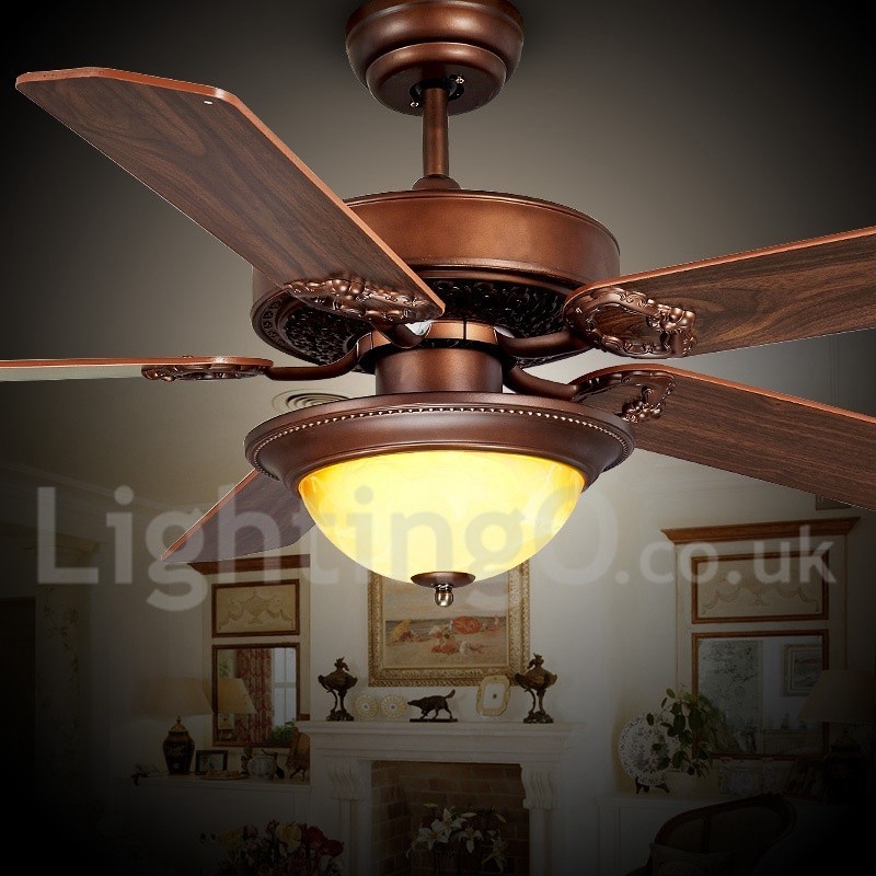 Ventilatore da soffitto rustico retrò country 48" 52" con LED e telecomando
