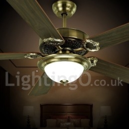 Ventilatore da soffitto rustico retrò country 48" 52" con LED e telecomando