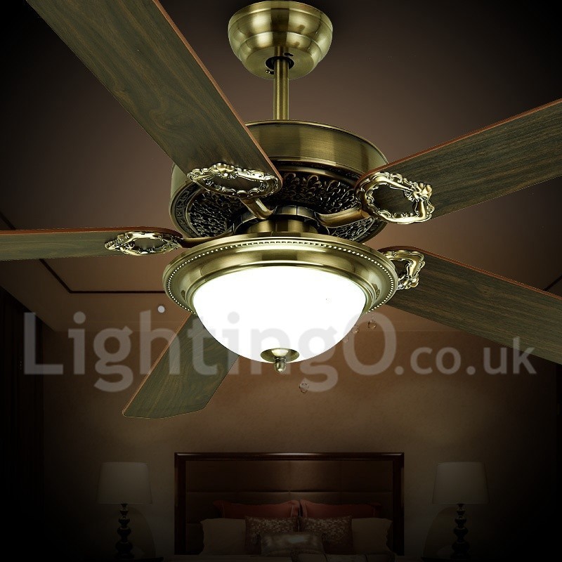Ventilatore da soffitto rustico retrò country 48" 52" con LED e telecomando