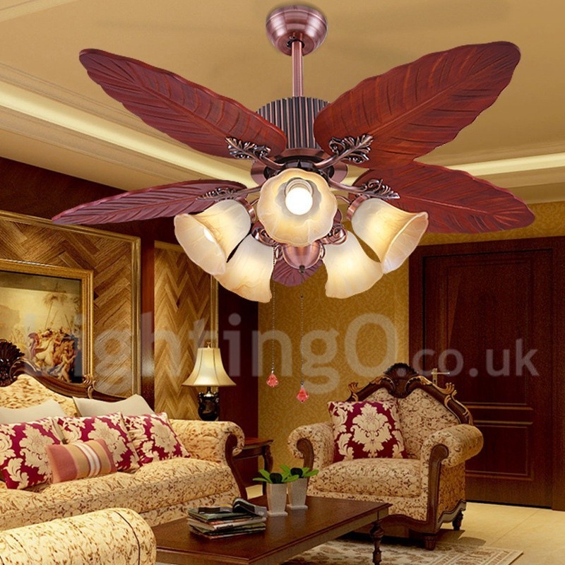 Ventilatore da soffitto vintage rustico retrò 48 pollici con luce LED