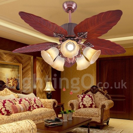 Ventilatore da soffitto vintage rustico retrò 48 pollici con luce LED