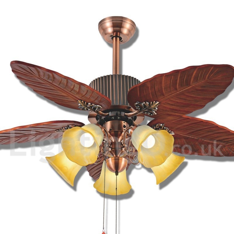 Ventilatore da soffitto vintage rustico retrò 48 pollici con luce LED