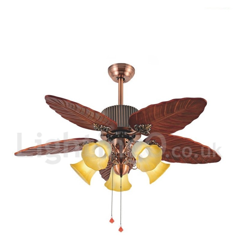 Ventilatore da soffitto vintage rustico retrò 48 pollici con luce LED
