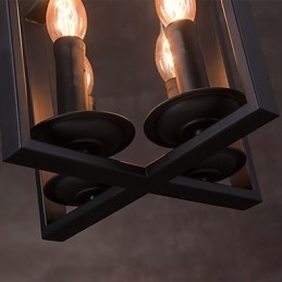 Lampadario a sospensione vintage minimalista in ferro dipinto a 4 luci