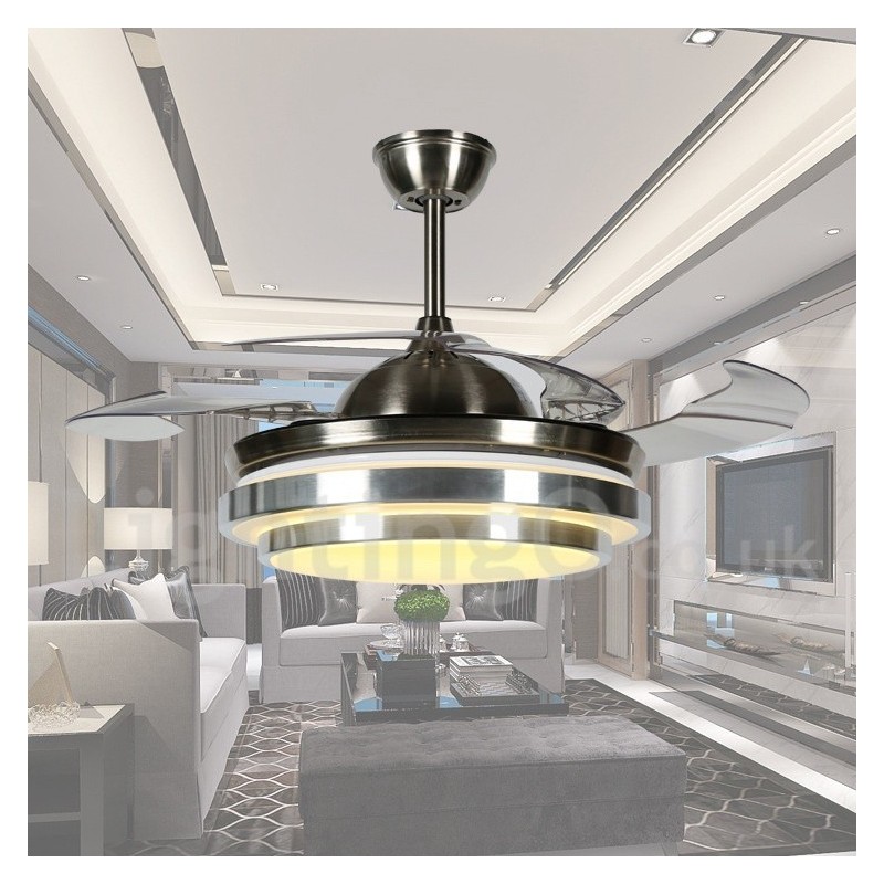 Ventilatore da soffitto europeo moderno contemporaneo 36" con LED e telecomando