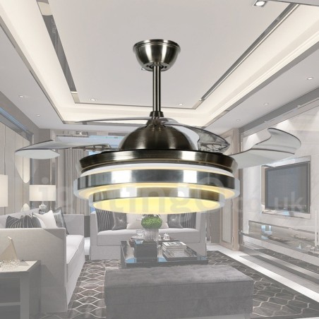 Ventilatore da soffitto europeo moderno contemporaneo 36" con LED e telecomando