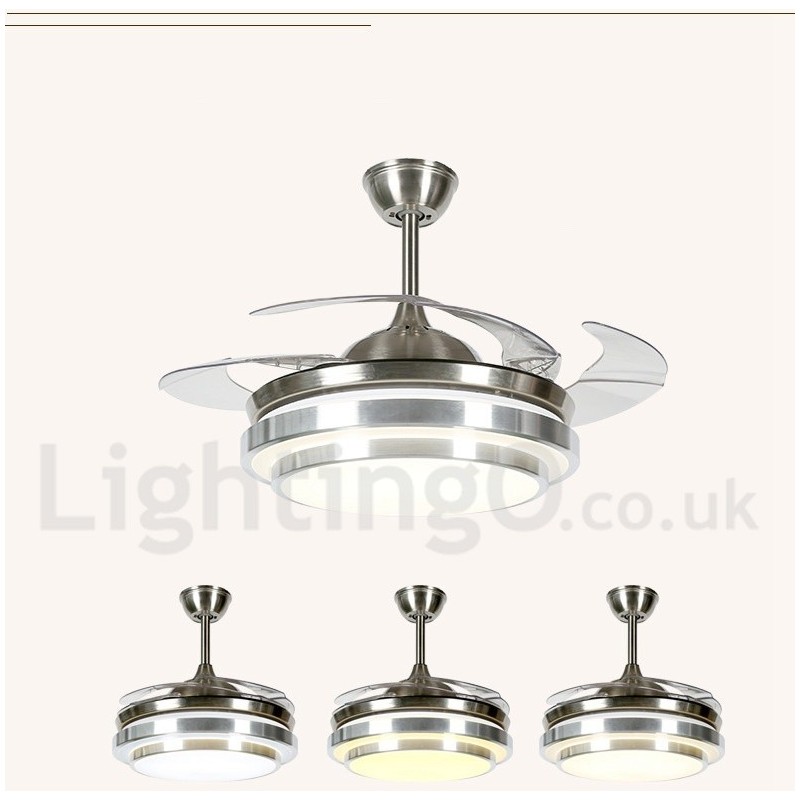Ventilatore da soffitto europeo moderno contemporaneo 36" con LED e telecomando