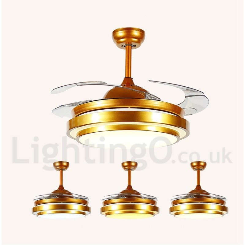 Ventilatore da soffitto europeo moderno contemporaneo 36" con LED e telecomando