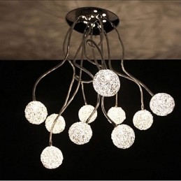 Lampadario in ferro rotondo semplice in metallo e filo di alluminio