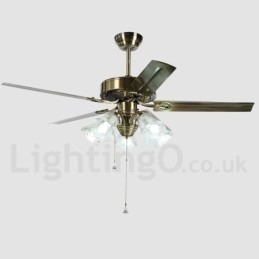 Ventilatore da soffitto vintage in stile europeo da 52 pollici, 5 lampadine LED