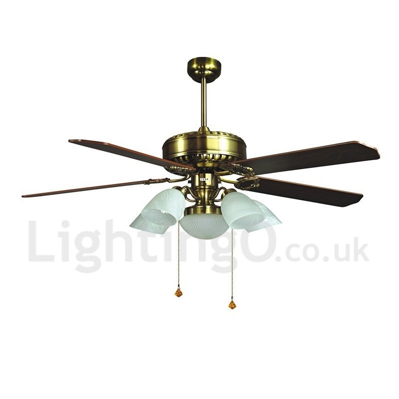 Ventilatore da soffitto moderno europeo 52 pollici con 5 lampadine LED