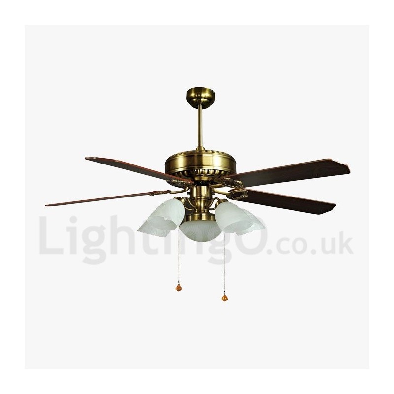 Ventilatore da soffitto moderno europeo 52 pollici con 5 lampadine LED