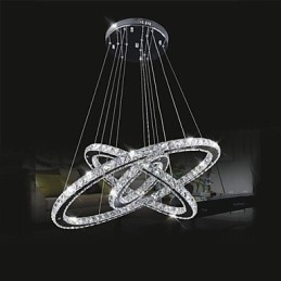 Lampadario a cristallo 3 livelli, LED integrato, argento elettroplaccato, catena regolabile, 40 cm