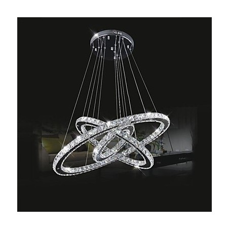 Lampadario a cristallo 3 livelli, LED integrato, argento elettroplaccato, catena regolabile, 40 cm