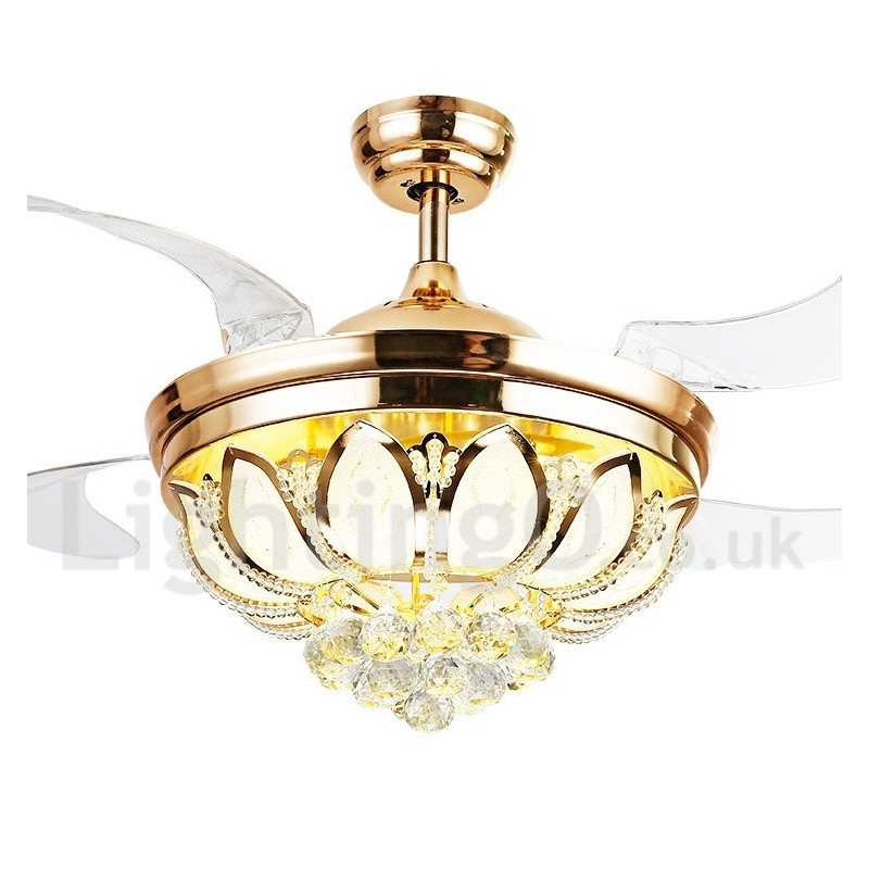 Ventilatore da soffitto LED 42" con telecomando, luce dimmerabile, stile europeo