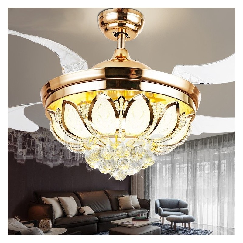 Ventilatore da soffitto LED 42" con telecomando, luce dimmerabile, stile europeo