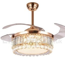 Ventilatore da soffitto LED 42" con telecomando, 3 velocità, cristallo