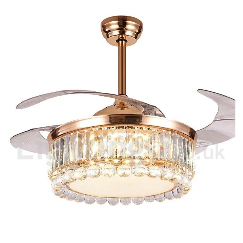 Ventilatore da soffitto LED 42" con telecomando, 3 velocità, cristallo