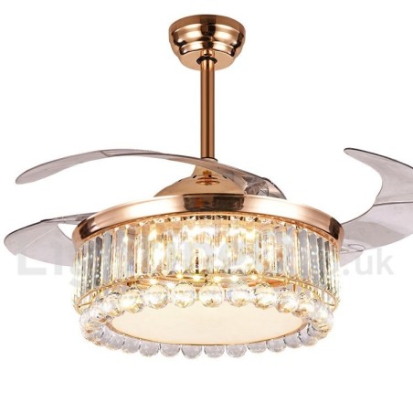 Ventilatore da soffitto LED 42" con telecomando, 3 velocità, cristallo