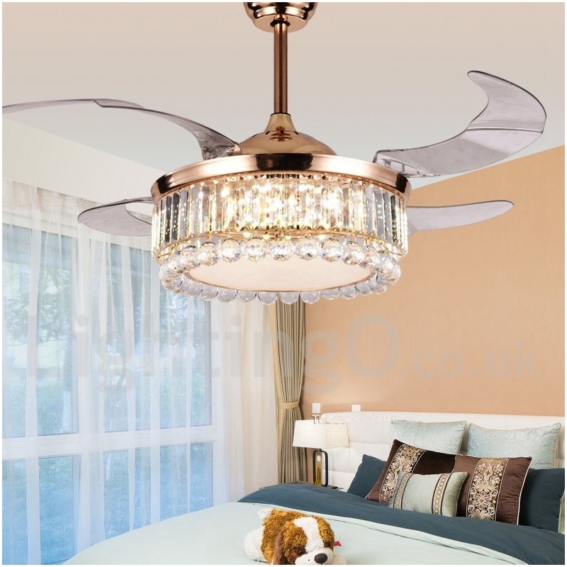 Ventilatore da soffitto LED 42" con telecomando, 3 velocità, cristallo