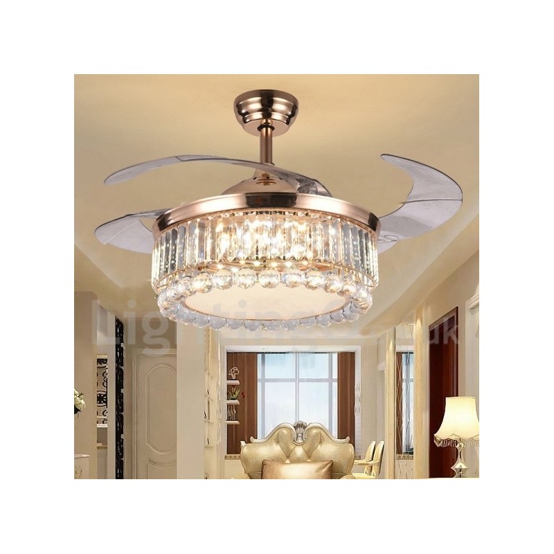 Ventilatore da soffitto LED 42" con telecomando, 3 velocità, cristallo