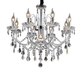 Lampadario in cristallo 9 luci stile candela rustico