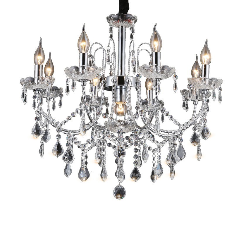 Lampadario in cristallo 9 luci stile candela rustico