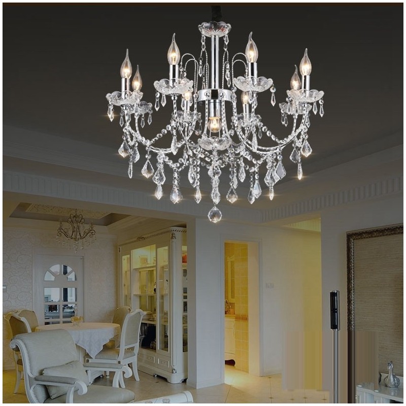 Lampadario in cristallo 9 luci stile candela rustico
