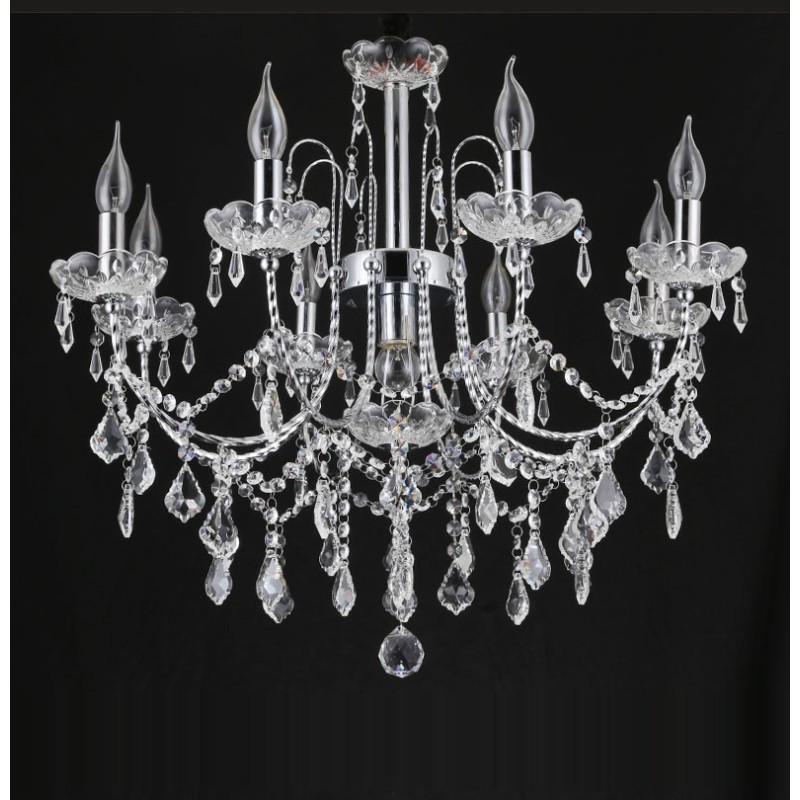 Lampadario in cristallo 9 luci stile candela rustico