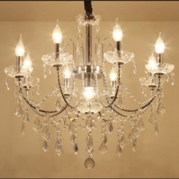 Lampadario in cristallo 9 luci stile candela rustico