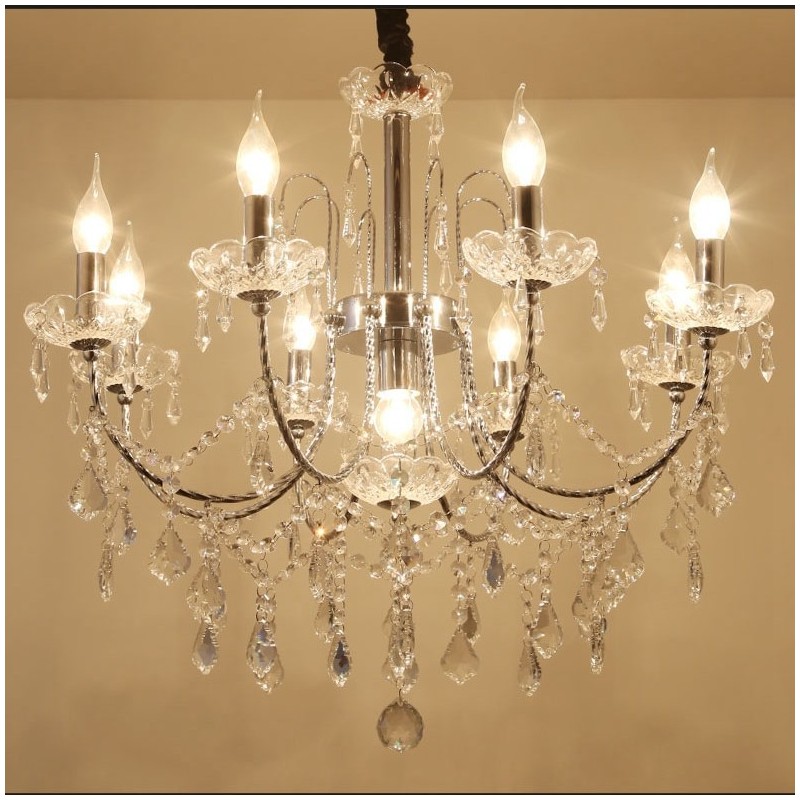 Lampadario in cristallo 9 luci stile candela rustico