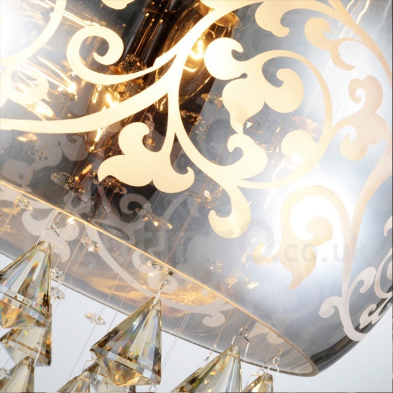 Lampada a sospensione moderna in cristallo e vetro, Ø 30 cm, H 38 cm, attacco E24, 3 lampadine