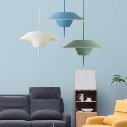 Lampada a sospensione moderna in acciaio, diametro 40 cm, 2 lampadine E24