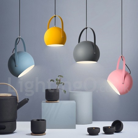 Lampada a sospensione nordica in acciaio Ø 25 cm H 35 cm E27 2 lampadine