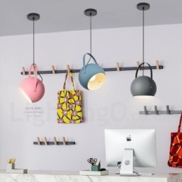 Lampada a sospensione nordica in acciaio Ø 25 cm H 35 cm E27 2 lampadine