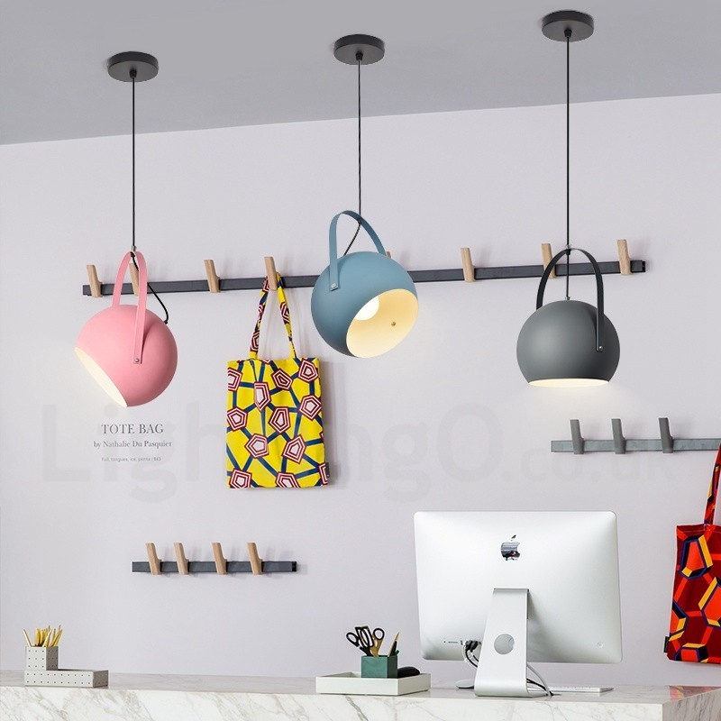 Lampada a sospensione nordica in acciaio Ø 25 cm H 35 cm E27 2 lampadine
