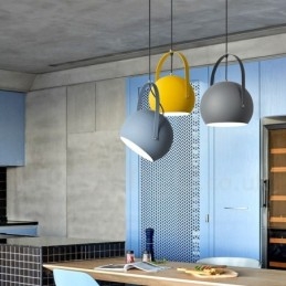 Lampada a sospensione nordica in acciaio Ø 25 cm H 35 cm E27 2 lampadine