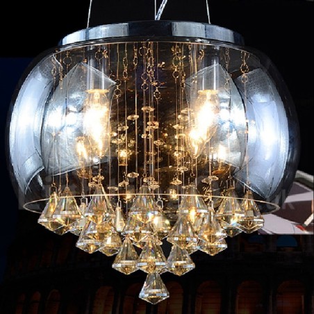 Lampada a sospensione in cristallo e vetro 40 cm 4 lampadine E24