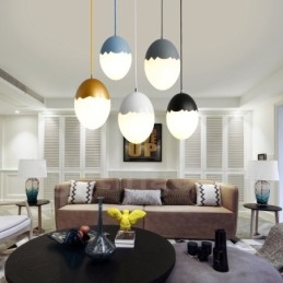 Lampada a sospensione moderna contemporanea in acciaio e vetro, diametro 22 cm, 2 lampadine E27