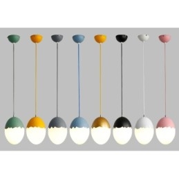 Lampada a sospensione moderna contemporanea in acciaio e vetro, diametro 22 cm, 2 lampadine E27
